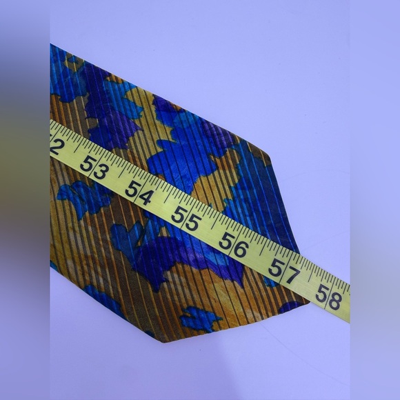 Vintage Robert Talbott Nordstrom Anniversary Silk Tie Blue Gold Abstract Stripe - Picture 8 of 8